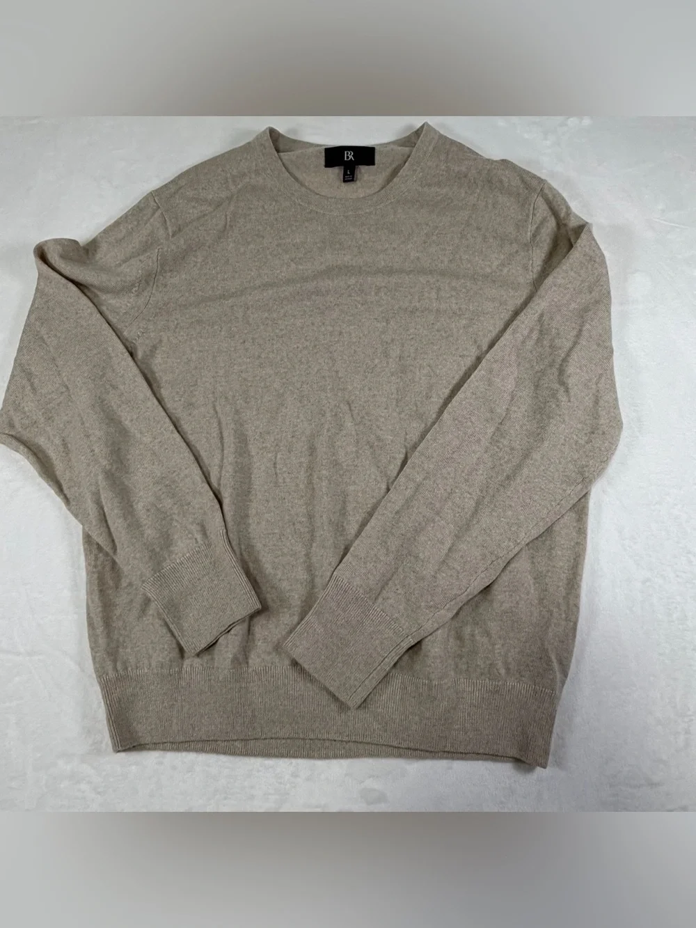 Banana Republic Men's Extra Fine Merino Wool Crewneck Sweater in Light Taupe